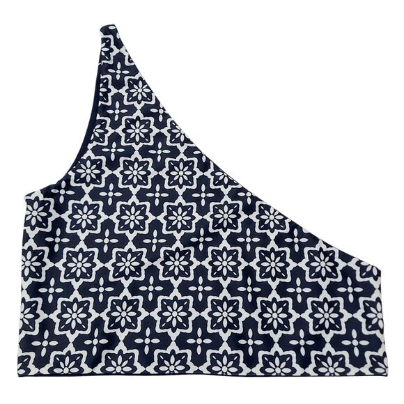 Baiia Two Piece Bikini Womens 12 White Navy One Shoulder Reversible High Waist - Picture 7 of 12